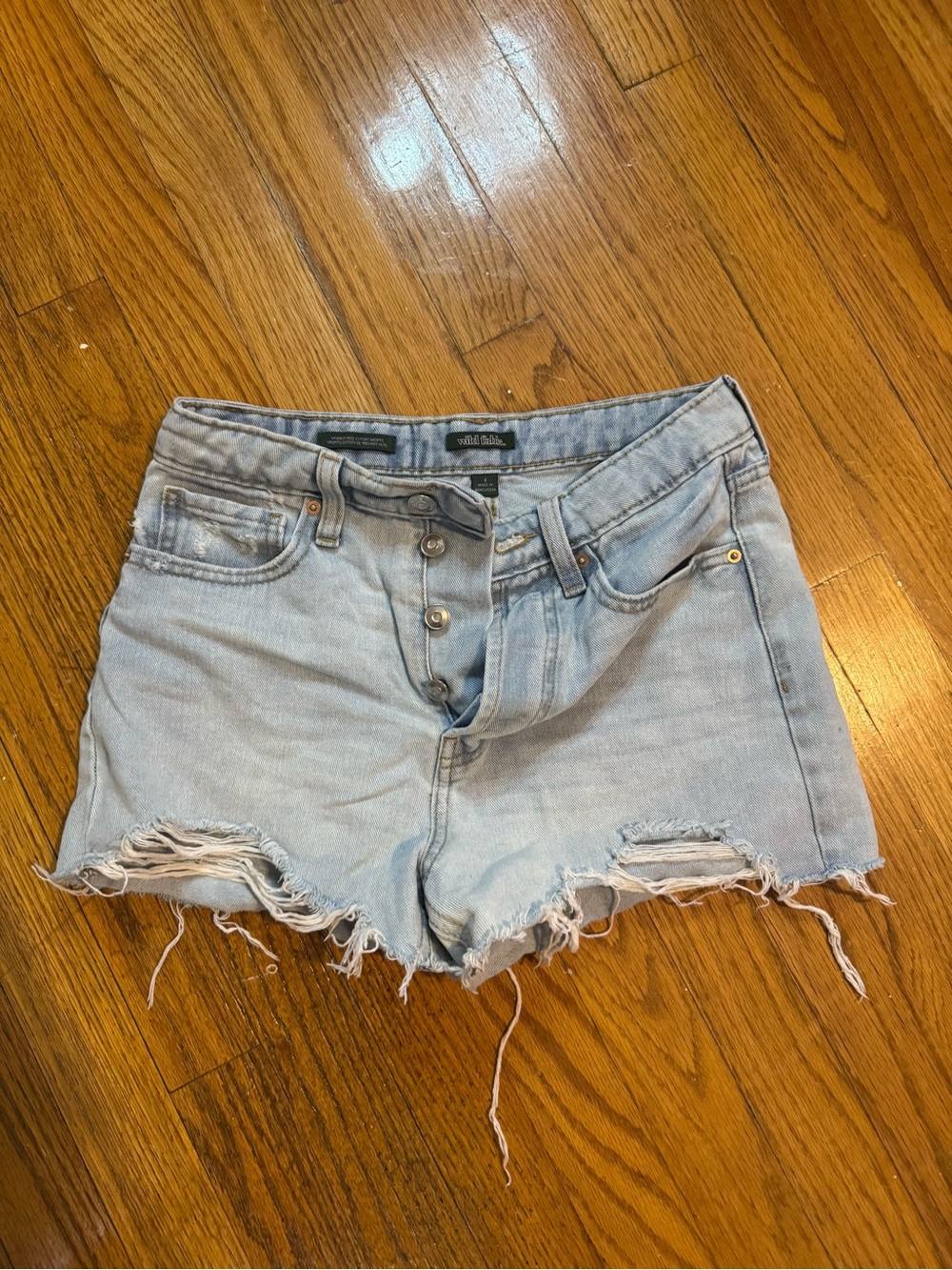 wild fable Light Wash Frayed Hem Denim Shorts